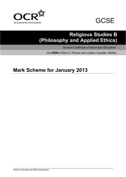 Mark Scheme for January 2013 Religious Studies B (Philosophy