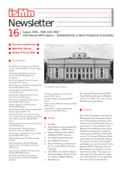 Newsletter - International ISMN Agency