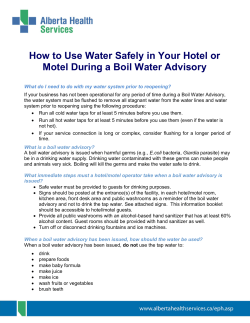 How to Use Safely in Your Hotel or Motel During a Boil Water Advisory