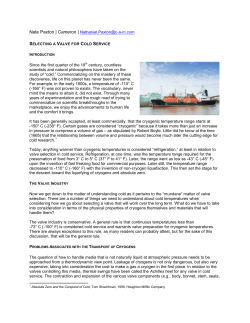Selecting a Valve for Cold Service