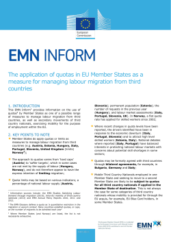 The application of quotas in EU Member States as a measure for