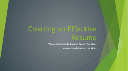 Creating a Resume - Wayne Community College