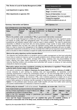 Consultation Impact Assessment