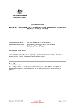 FUNCTIONAL POLICY MANDATORY PROCUREMENT POLICY
