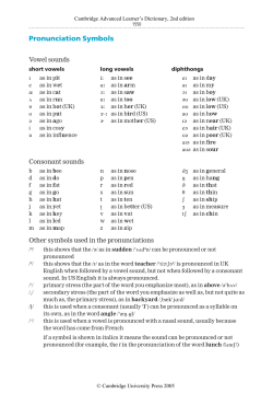 Pronunciation Symbols - English Vocabulary Profile