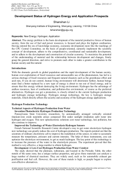 Development Status of Hydrogen Energy and