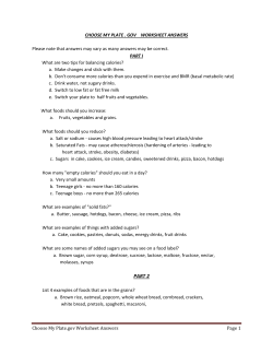 Choose My Plate.gov Worksheet Answers