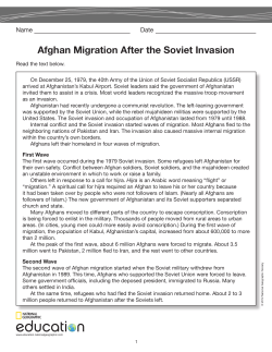 Afghan Migration After the Soviet Invasion
