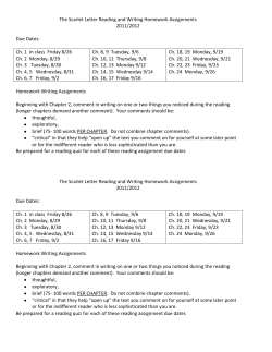 The Scarlet Letter Reading and Writing Homework Assignments