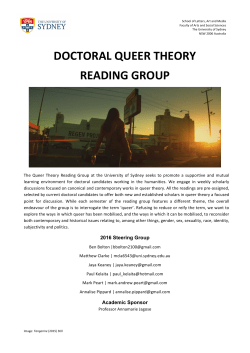 Semester 1, 2016: The Way We Argue Now: Queer Theory`s Current