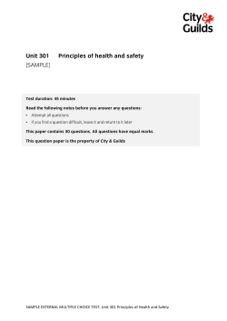 Unit 301 Principles of health and safety [SAMPLE]