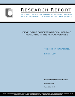Developing Conceptions of Algebraic Reasoning in the Primary