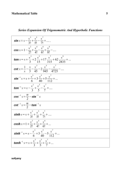 Series Expansion Of Trigonometric And Hyperbolic Functions sinx=x