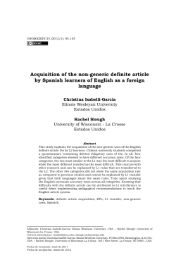 Acquisition of the non-generic definite article by Spanish learners of