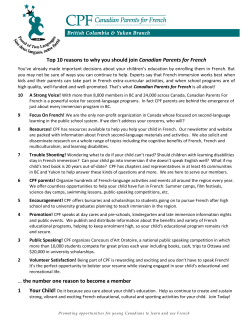 Top 10 reasons to why you should join Canadian Parents for French