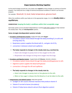 Organ Systems Working Together For example: blood pH, O2 level