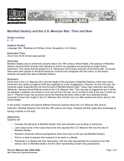 Manifest Destiny and the US-Mexican War: Then and Now