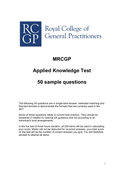 MRCGP Applied Knowledge Test 50 sample questions