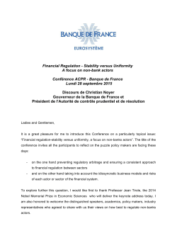 Financial Regulation - Stability versus Uniformity A focus on non