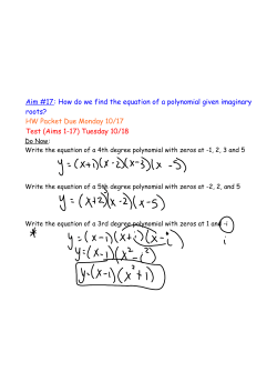 Aim #17: How do we find the equation of a polynomial given
