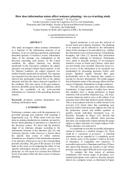 How does information status affect sentence planning: An eye