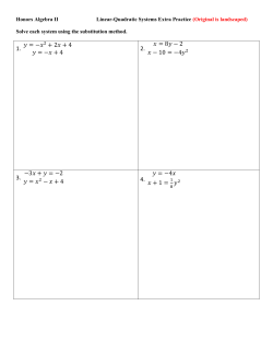 Honors Algebra II Linear-Quadratic Systems Extra Practice (Original