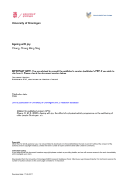 University of Groningen Ageing with joy Chang, Chang Ming