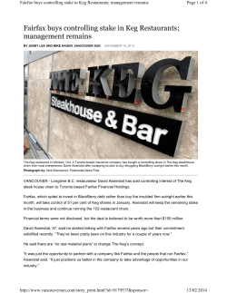 Fairfax buys controlling stake in Keg Restaurants
