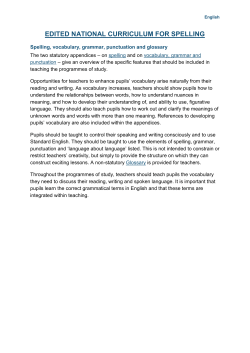 Spelling curriculum - Chester Blue Coat CE Primary School