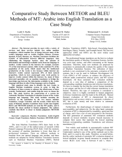Comparative Study Between METEOR and BLEU Methods of MT