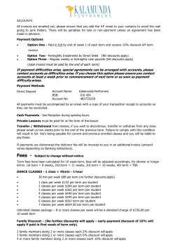 ACCOUNTS (total invoice must be paid by the end of each term) If