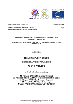 ARMENIA PRELIMINARY JOINT OPINION ON THE DRAFT