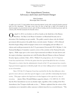 First Amendment Tension: Advocacy and Clear and Present Danger