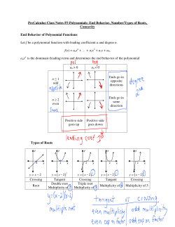 PreCalculus Class Notes P3 Polynomials: End Behavior, Number