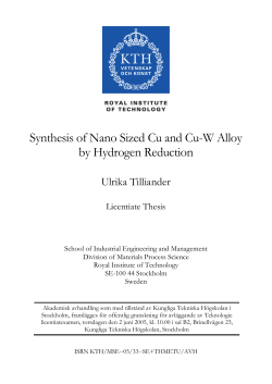 Synthesis of Nano Sized Cu and Cu-W Alloy by