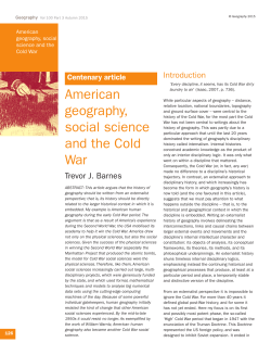 American geography, social science and the Cold War