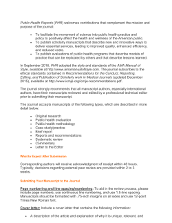 Public Health Reports (PHR) welcomes contributions that