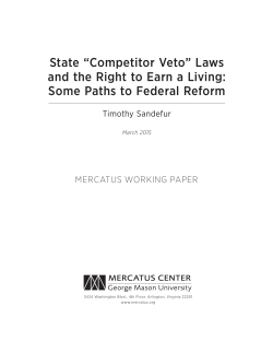 State &ldquo;Competitor Veto&rdquo; Laws and the Right to Earn a Living: Some