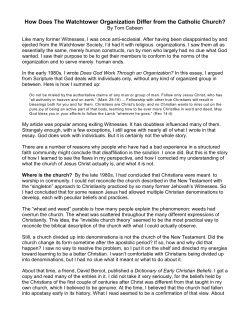 How Does the Watchtower Organization Differ