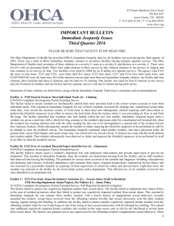 IMPORTANT BULLETIN Immediate Jeopardy Issues Third Quarter