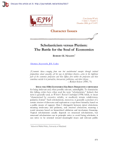 Character Issues Scholasticism versus Pietism
