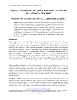 Nigeria, Afro-centrism and Conflict Resolution
