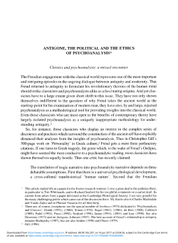 ANTIGONE, THE POLITICAL AND THE ETHICS OF