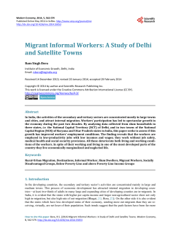 Migrant Informal Workers: A Study of Delhi and Satellite Towns