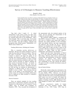 Survey of 12 Strategies to Measure Teaching Effectiveness