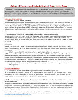 College of Engineering Graduate Student Cover Letter Guide