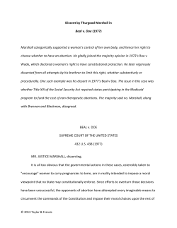 Dissent by Thurgood Marshall in Beal v. Doe (1977) Marshall