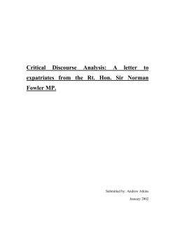 Critical discourse analysis: A letter to expatriate from the Rt. Hon. Sir