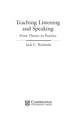 Teaching Listening and Speaking