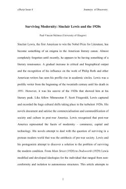 Surviving Modernity: Sinclair Lewis and the 1920s